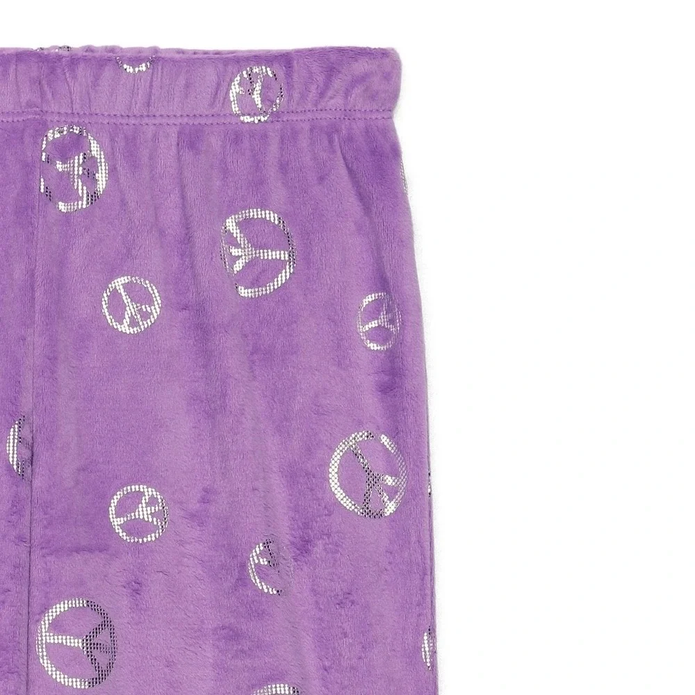 NWT Wonder Nation‎ Kids Girls Pajama Pants Set Size Medium 7-8 Purple Peace Sign